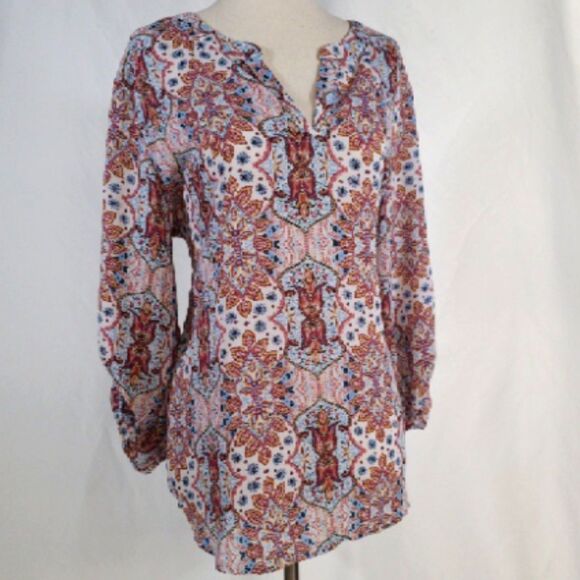 Pink Republic Tops - Pink Republic Paisley Print 3/4 Sleeve Blouse Size Large